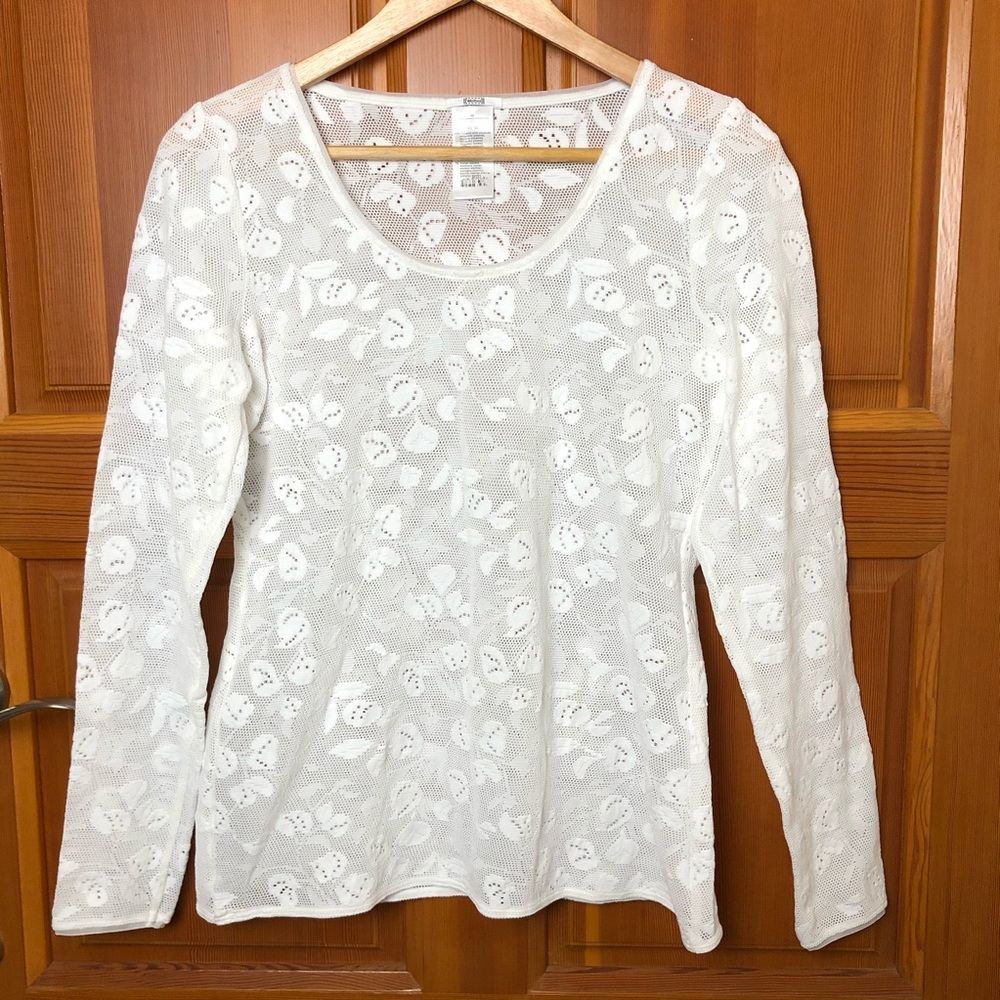 Wolford Rachel White Lace Pullover Long Sleeve Top